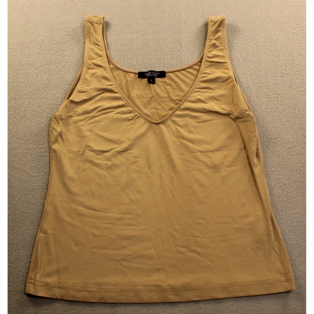 Karen Kane Tank Top Womens Large Tan Excellent V-Neck Stretch Essential E26019